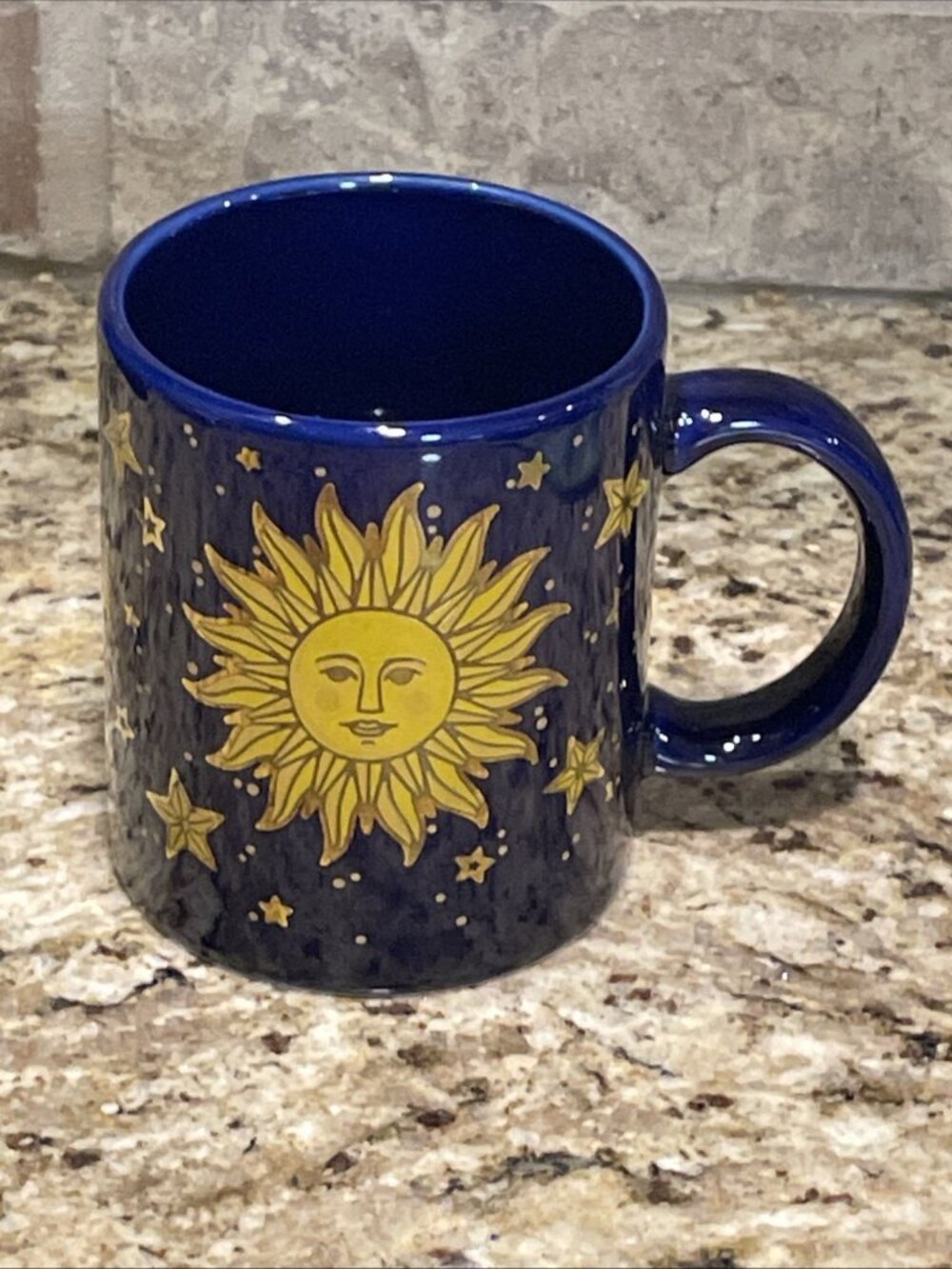 Vintage 90s Celestial Whimsigoth Sun Face Coffee Mug 1994 Libbey Style Cup